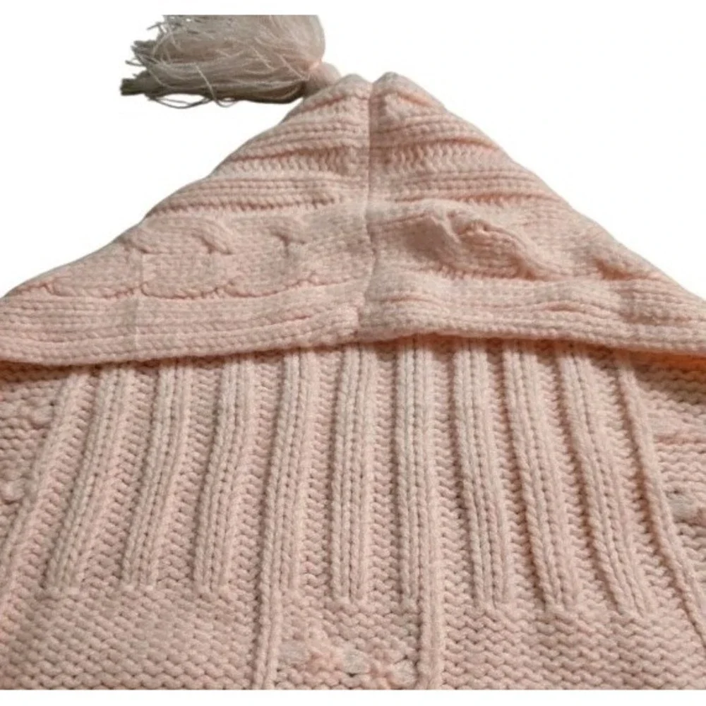 Cable Knit Cozy White Side Button Bunting with Hood